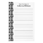 Trendy Victorian Black Lace Damask Side Border Customized Stationery