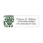 Trendy Victorian Green Lace Damask Custom Return Address Labels