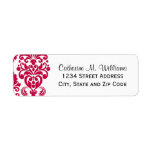 Trendy Victorian Hot Pink Lace Damask Return Address Labels