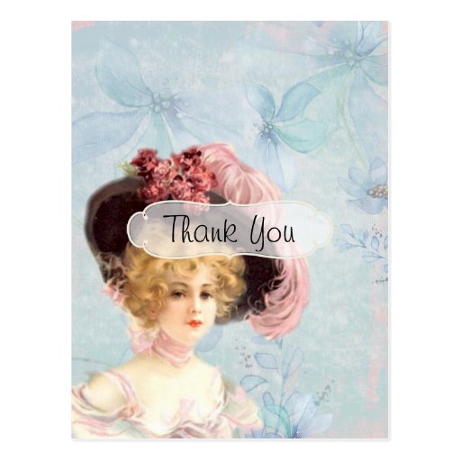 Trendy Victorian Lady Vintage Thank You Postcard Zazzle