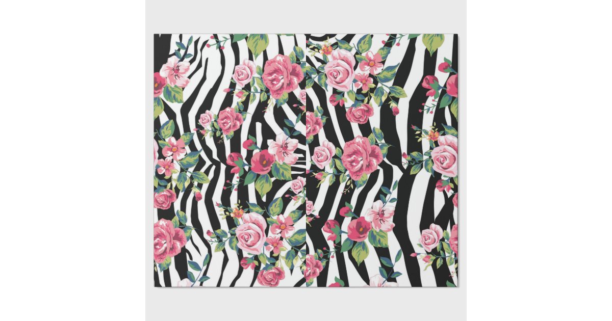 Zebra Pattern Roses | trendy vintage roses and zebra stripes pattern wrapping Zebra Pattern Roses | trendy vintage roses and zebra stripes pattern wrapping