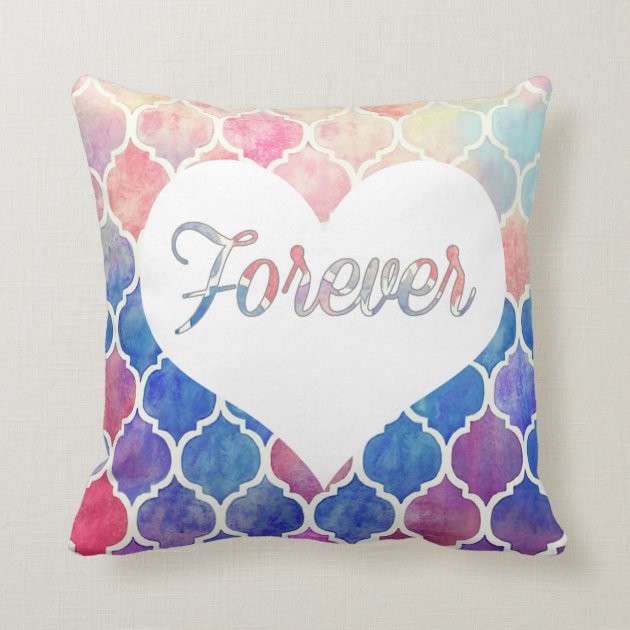 Trendy Watercolor Pillow Forever
