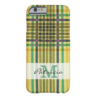 Trendy Watercolor Stripes Monogrammed Barely There iPhone 6 Case