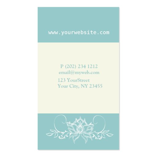 Trendy White Lotus Flower Business Card Template (back side)