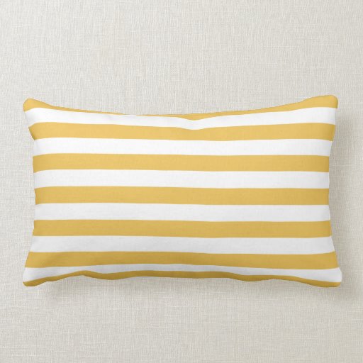 Trendy Yellow and White Wide Horizontal Stripes Lumbar Pillow Zazzle