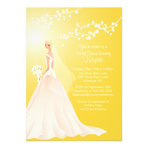 Trendy Yellow BLONDE  Bride Bridal Shower Invite