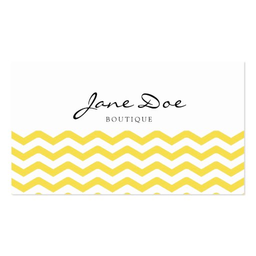 Trendy Yellow Chevron Business Card (front side)