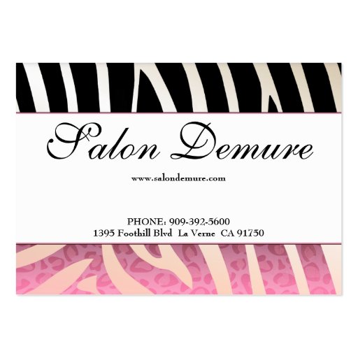 Trendy Zebra & Cheetah Salon Sale Certificates Business Cards
