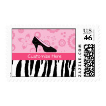 Trendy Zebra Girly Pink Shoes With Name Stamp