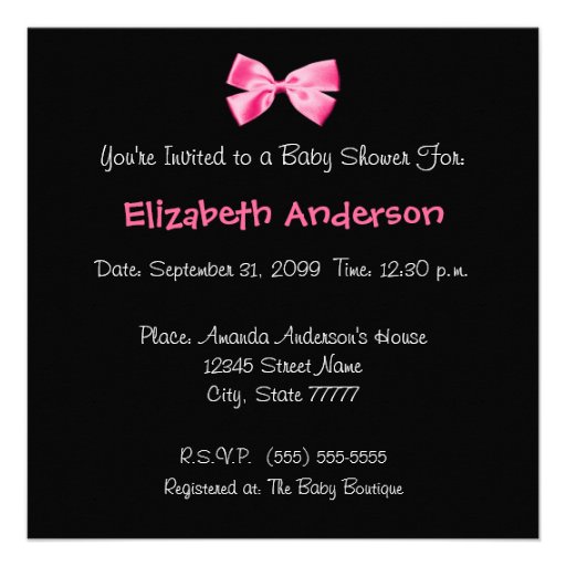 Trendy Zebra Print and Pink Ribbon Baby Shower Personalized Announcements