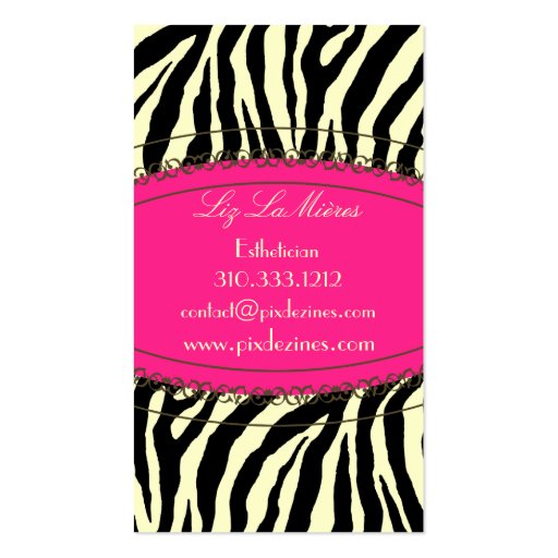 Trendy zebra print business cards (front side)