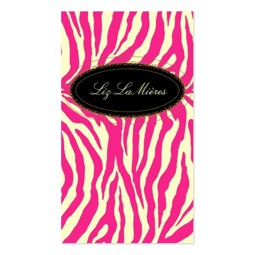 Trendy zebra print, hot pink business cards (back side)