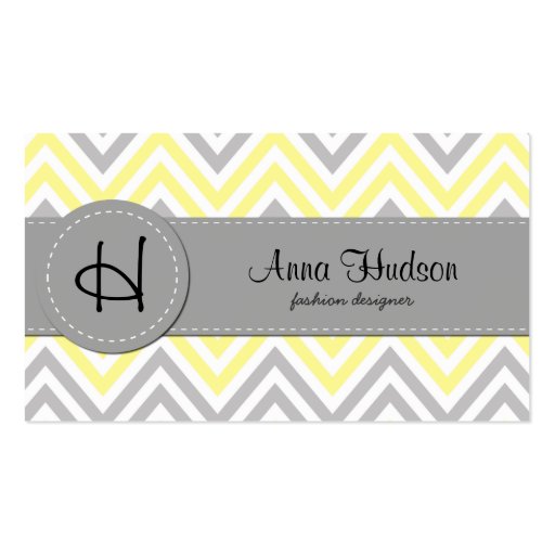 Trendy Zig Zag Stripes Lines White Yellow Gray Business Cards