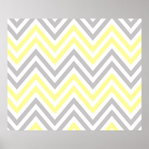 Zigzag (Chevron), Stripes White Yellow Gray Posters Zazzle