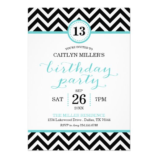 Trendy Zigzag Chevron Birthday Party Invitation (front side)