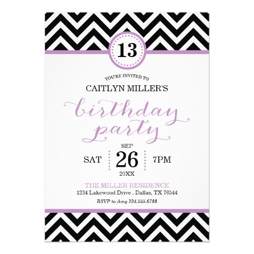 Trendy Zigzag Chevron Birthday Party Invitation