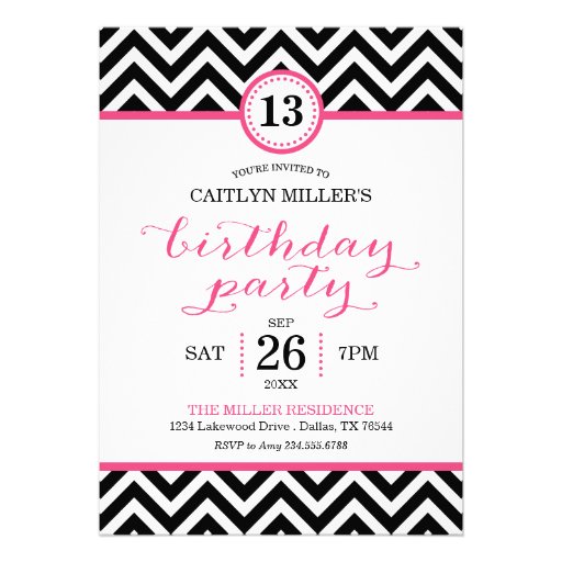 Trendy Zigzag Chevron Birthday Party Invitation