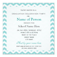 Treny chevron blue graduation party invitation personalized announcements