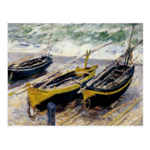 Tres barcos de pesca de Monet Postal