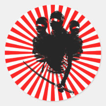 tres ninjas. round stickers