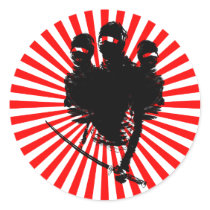tres ninjas. round stickers