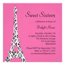 Tres Paris Birthday Invitation (fuchsia)