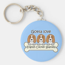 Tres perros de aguas de cocker ingleses llaveros personalizados