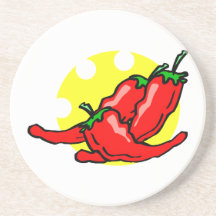 Tres pimientas que mienten en sol comido posavasos diseño