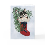 Tri-Color Corgi in Christmas Stocking Card