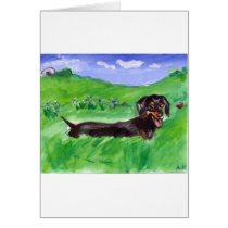 tri color dachshund in field cards by zadajeanne tri color dachshund in field cards
