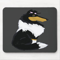 Tri-color Rough Collie Cartoon Mousepad