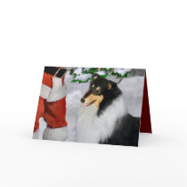 Tri-Color Rough Collie Christmas Gifts Card