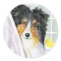 Tri Color Sheltie Bath stickers