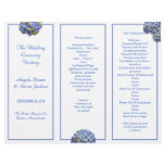 Tri-fold, Blue Hydrangea DIY Ceremony Program Customized Letterhead