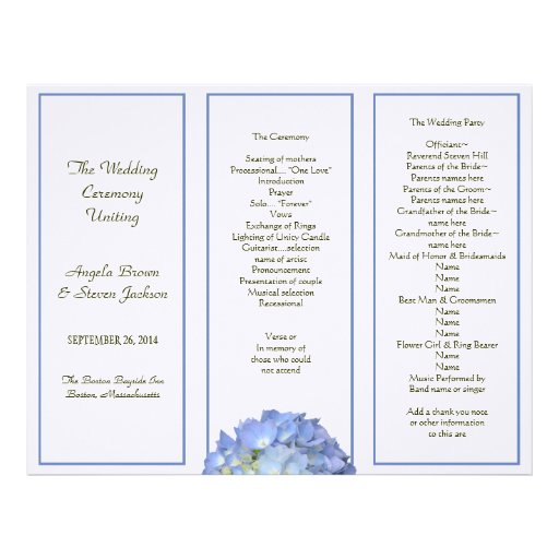 tri-fold-blue-hydrangea-wedding-program-letterhead-zazzle