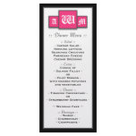Tri-Monogram Fuchsia Modern Wedding Reception Menu rack cards