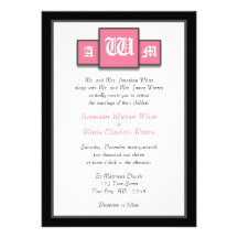 Tri-Monogram Pink Modern Wedding Invitations