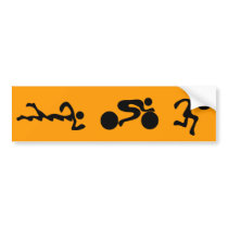 TRI Triathlon Swim Bike Run BLACK Bumper Design Bumper Stickers
