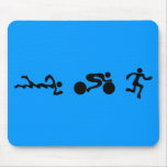 TRI Triathlon Swim Bike Run BLACK Bumper Design Mouse Pad