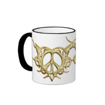 Triabal Heart Peace Gold Mug