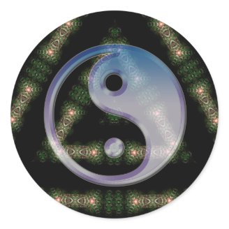  Yin Yang Stickers : Aqua Green Fractal Art