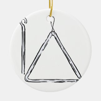 Triangle And Beater Graphic Black and White Christmas Tree Ornament