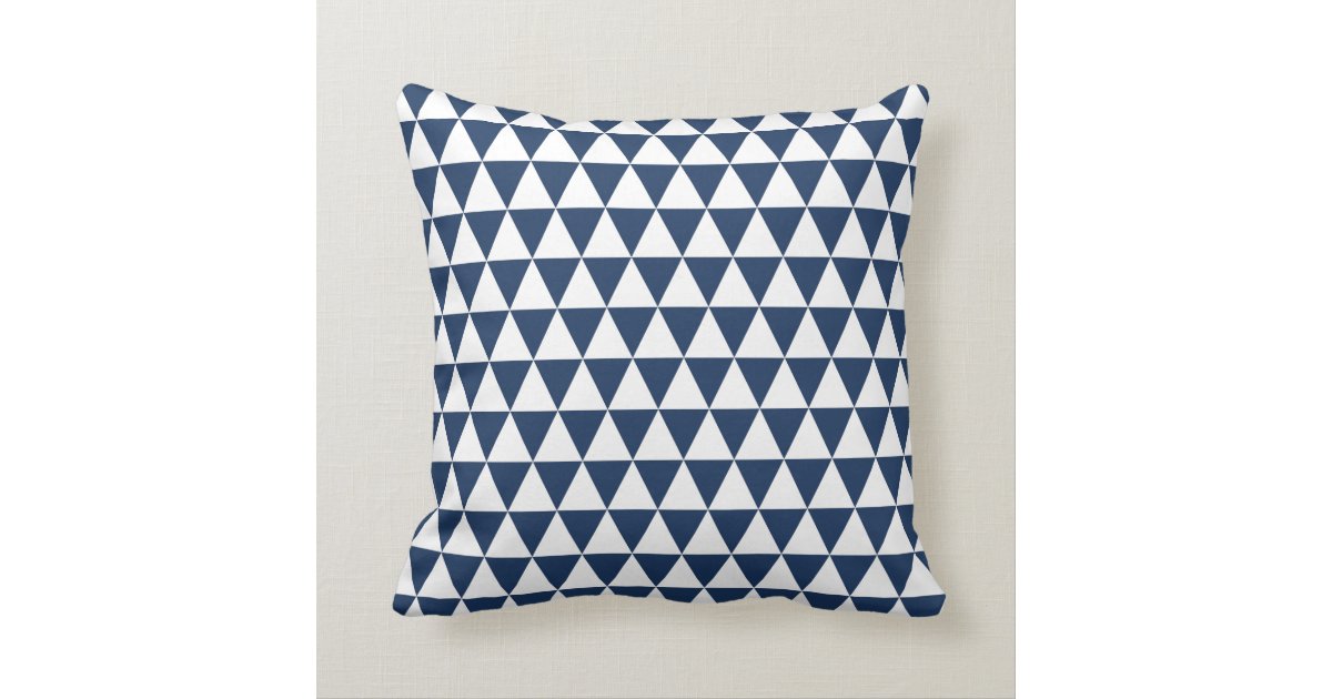 Triangle Geometric Pattern Navy Blue Throw Pillow Zazzle