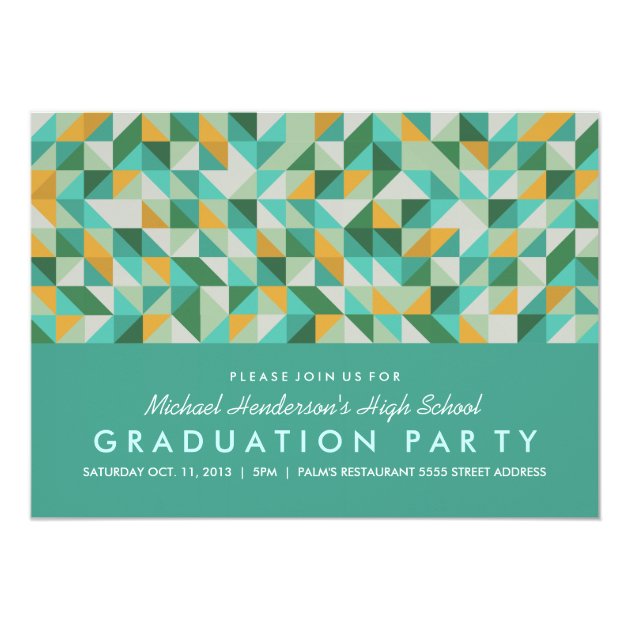 Triangle Mosaic Graduation Party Invite (front side)
