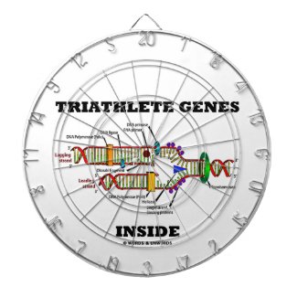 Triathlete Genes Inside (DNA Replication) Dartboard With Darts