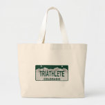 Triathlete license plate canvas bags