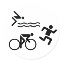 triathlon circle icon round sticker