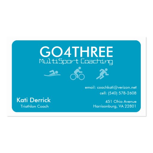 Triathlon Coach Business Card (blue) (back side)