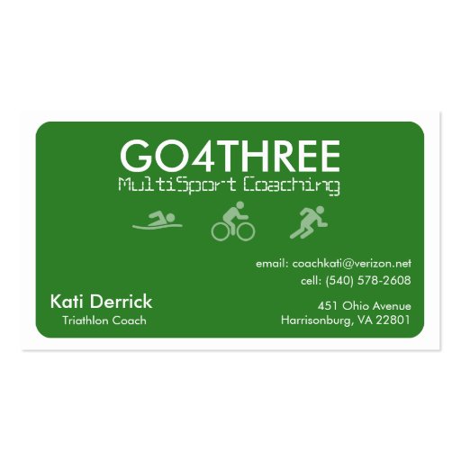 Triathlon Coach Business Card (green) (back side)