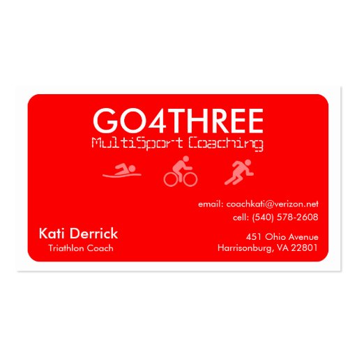 Triathlon Coach Business Card (red) (back side)